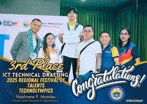 Congratulations to Noahrene P. Morales for securing 3rd Place in ICT Technical Drafting at the 2025 Regional Festival of Talents Technolympics!